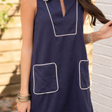 Navy Brier Shift Dress