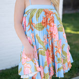 Blue Pleated Multi Short Dress