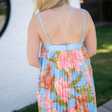 Blue Pleated Multi Short Dress