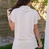 SPANX Toasted Coconut Rib Half Zip