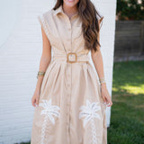 Strut & Bolt Tan Palm Dress