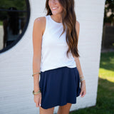 SPANX Timeless Navy Get Moving Pleated Skort
