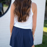 SPANX Timeless Navy Get Moving Pleated Skort