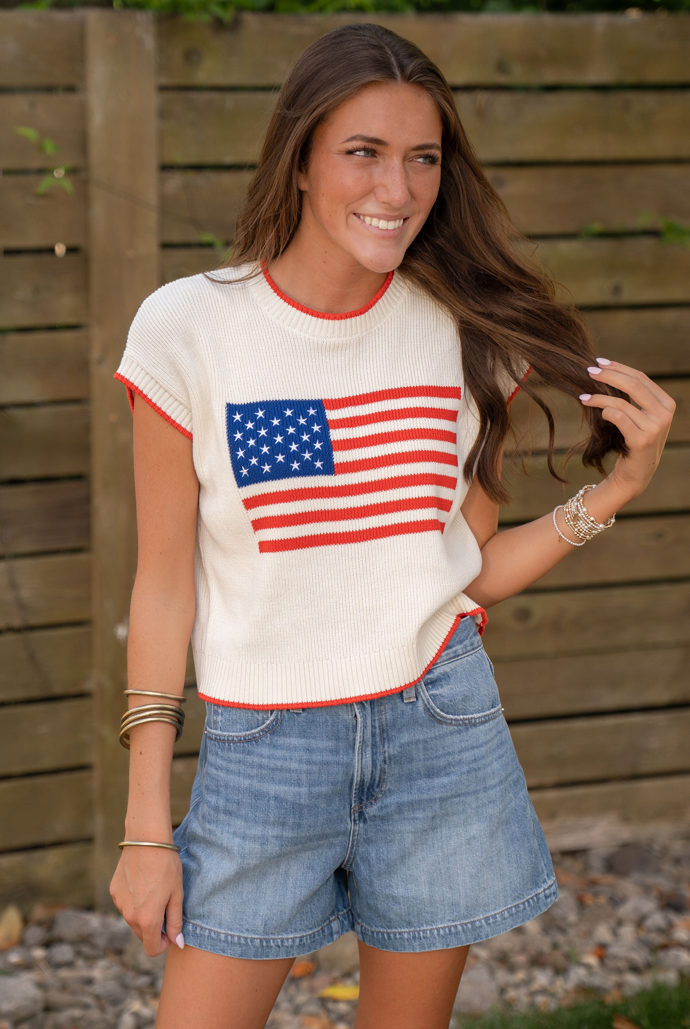 Z Supply Sleeveless Patriot Sweater Cloud