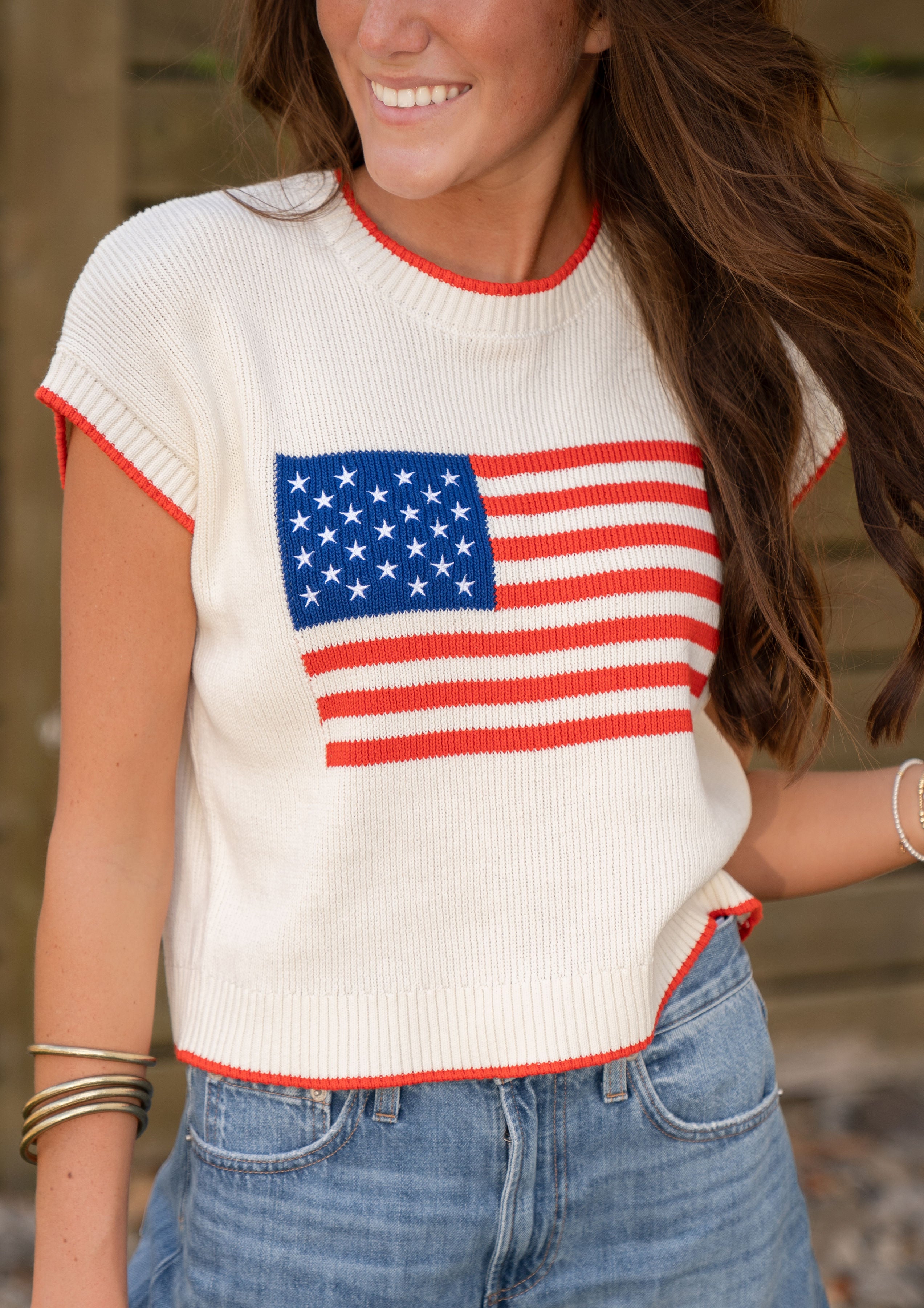 Z Supply Sleeveless Patriot Sweater Cloud
