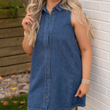 Z Supply New Day Denim Mini Dress Deep Water