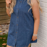 Z Supply New Day Denim Mini Dress Deep Water