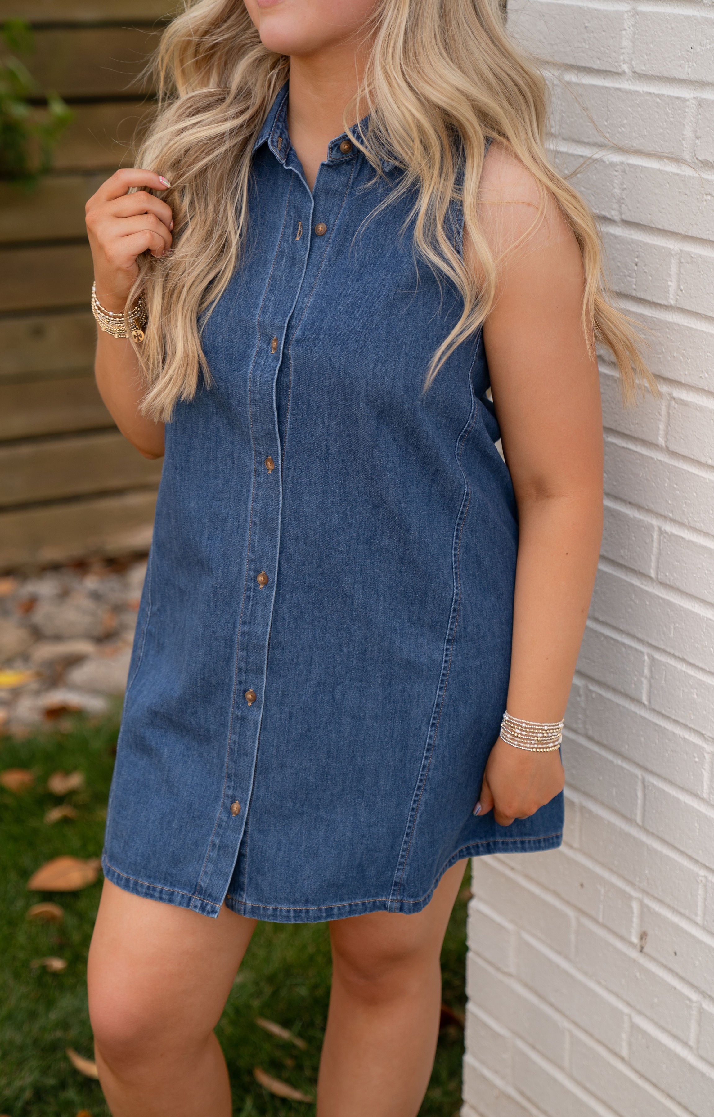Z Supply New Day Denim Mini Dress Deep Water
