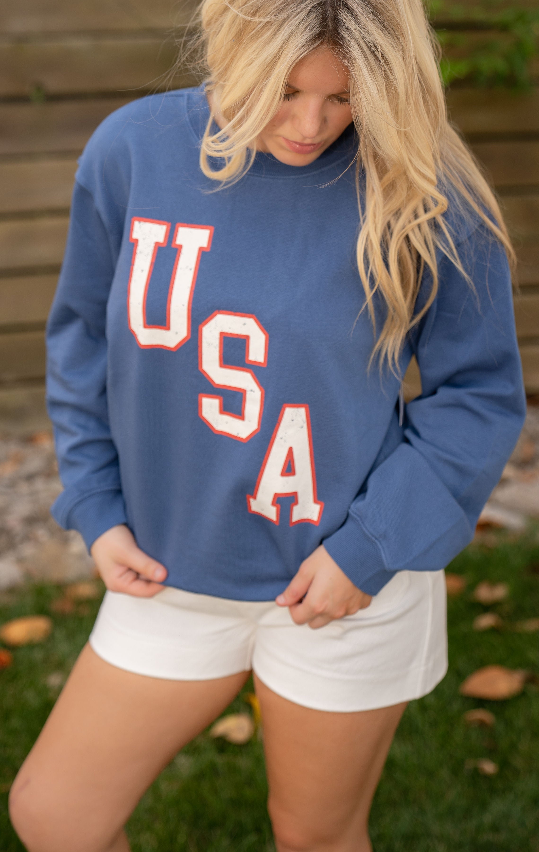 Z Supply America Boyfriend Sweatshirt True Navy
