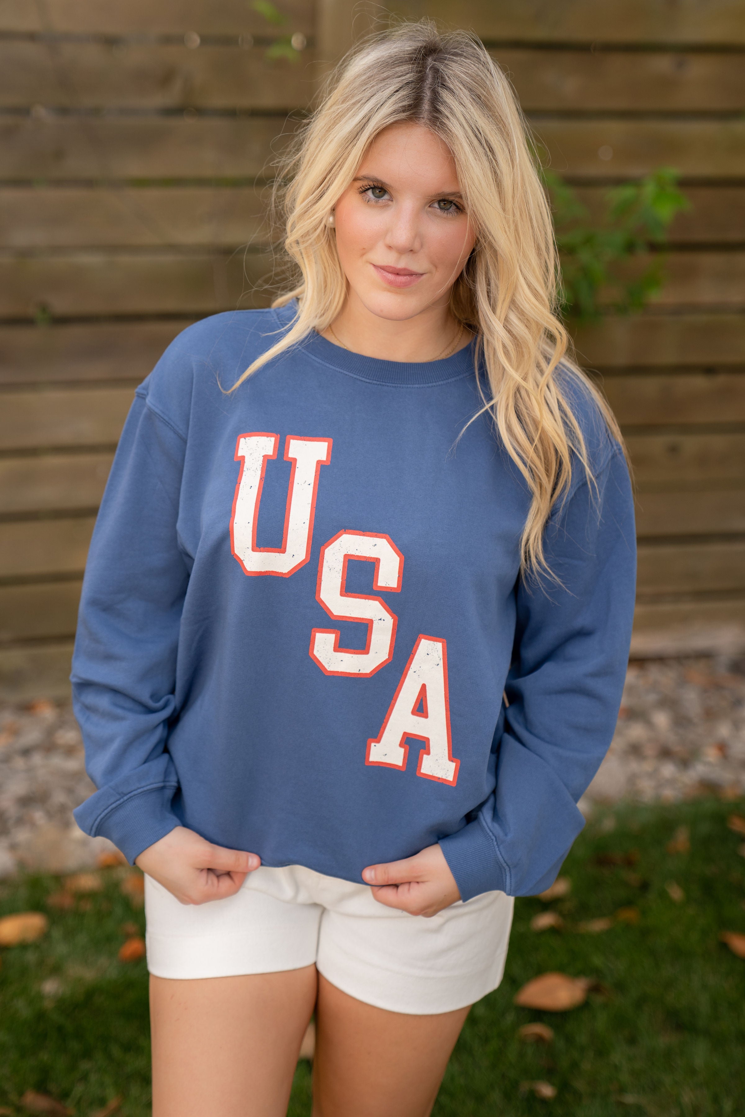 Z Supply America Boyfriend Sweatshirt True Navy