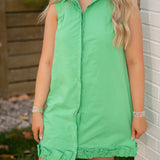 Green ruffle dress